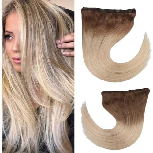 Toysww One Piece Clip In Hair Extensions Human Hair 14-24inch with 4 Clips Long Straight Natural Soft Real Clip Hair for Women
