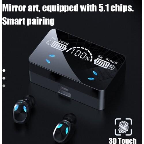 TWS Bluetooth V5.1 Wireless Headphones 2000mAh Charging Case HiFi Panoramic Surround Sound Waterproof In-ear Sports Headphones