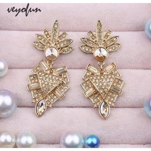 Veyofun Geometric Crystal Rhinestone Drop Earrings Trendy Party Dangle Earrings Fashion Jewelry for Women Gift