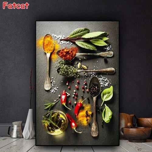 Grains Spices Spoon Peppers full drill 5d Diy Diamond Painting Diamond Embroidery diamond Stitch Mosaic Kitchen decor PP1797