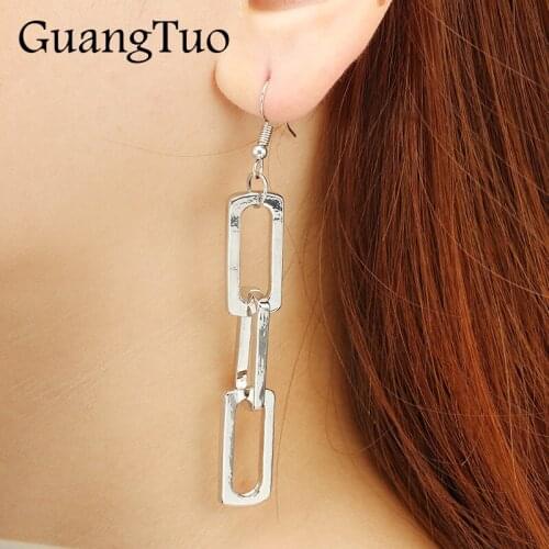 European & American Geometric Metal Big Chain Tassel Drop Earrings for Women Jewelry Gift Statement Long Dangle Brincos