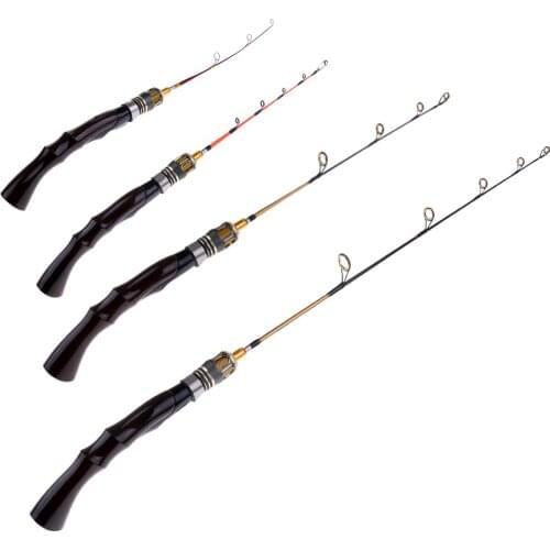 Winter Ice Fishing Rod 2 Sections High Strength Wooden Handle Ice Fishing Pole 4 Sizes