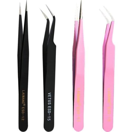 1pcs Stainless Steel Curved Straight Eyebrow Tweezers Anti Acid Nipper Rhinestone Picking Tools Iron Jewelry Bead Accessories
