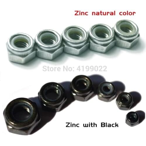 1000Pcs/lot DIN985 M2 Galvanized Carbon Steel / plating Black Zinc Self-locking Nut Hex Nylon Lock Nuts Locknut