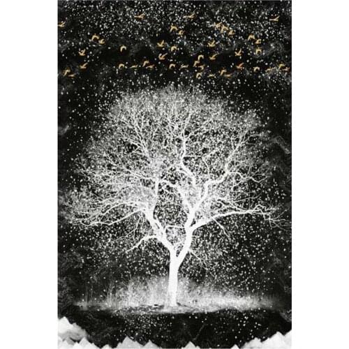 1100% Square round resin 5d Diamond Painting Black White Tree DIY Diamond Embroidery Mosaic diamond art 3d Picture pastes