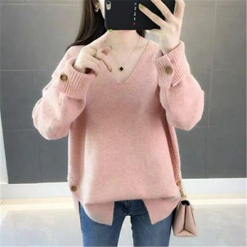 2020 Fashion Autumn Sweater Women Casual Slim V-Neck Bottoming Sweaters Solid Color Winter Long Sleeve Pullover Sweater Women