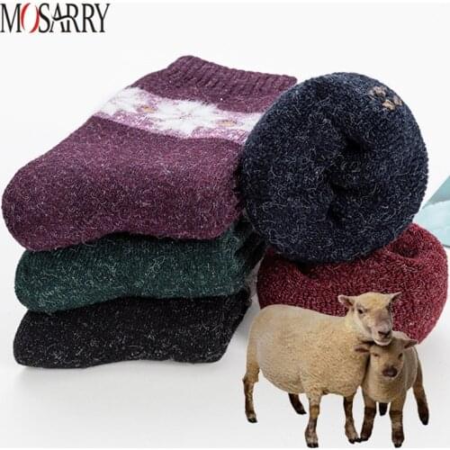 [3 Pairs] Russia Winter Women Wool Socks Warm Thicken Wool Rabbit Fur Soft Essential Comfortable High Quality Female Socks