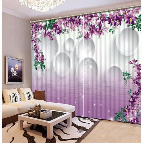3D Curtain Luxury Blackout Window Curtain Living Room purple flower curtains Blackout curtain