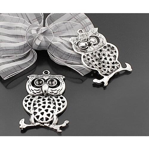 6PCS 50x33MM Antique Style Zinc Alloy Owl Charms Pendants Diy Jewelry Findings Accessories Wholesale