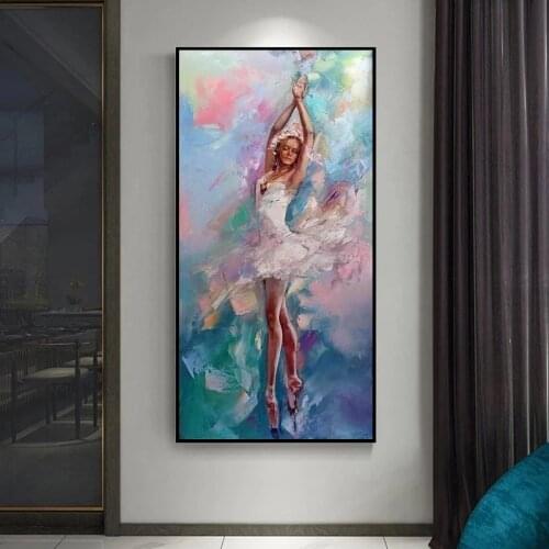 Abstract Hand Painted Modern Dancing Ballerina Canvas Oil Painting on The Wall Ballet Girl Posters and Wall Art Home Decor