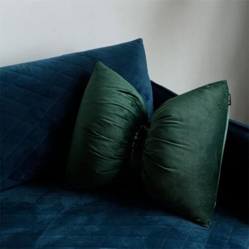 Velvet Throw Pillow Bow Knot Buckle Waist Pillow Waist Relaxe Throw Pillow Decorative Home Office Car (Including Core)