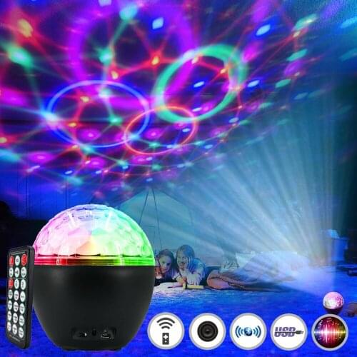 Bluetooth Disco Ball Strobe Lights USB Rechargeable Sound Activated Stage LED Lamp Remote Control Projector for Wedding Party