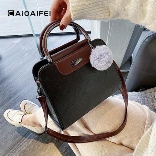CAIOAIFEI vintage casual women leather handbags high quality PU leather flap shoulder bag fashion brand female crossbody bag