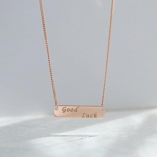 8933 S925 Letter Necklace Sterling Silver Good Luck Lucky Clavicle Chain Simple Retro Art Pendant