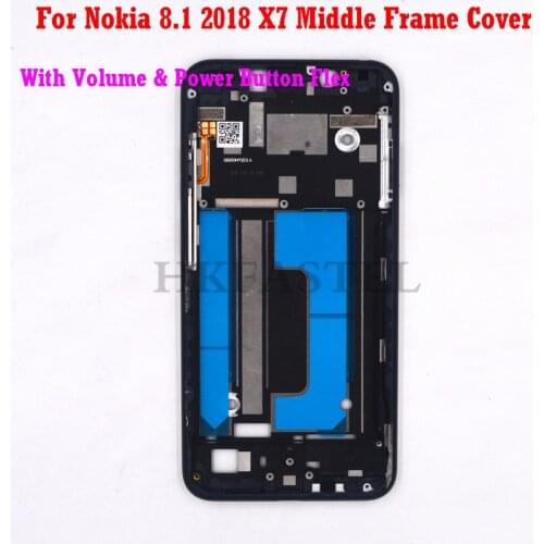 For Nokia 8.1 X7 Mobile Phone Front Frame LCD Display Housing cover volume power button flex replacement parts