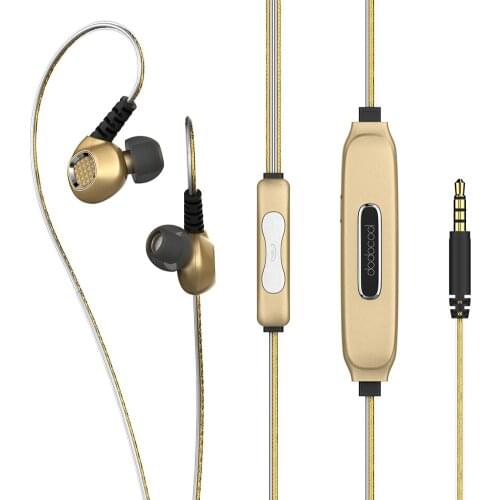 Dodocool EL Glowing Blue Light In-Ear Stereo Sport Earphones 3.5 mm Audio Plug with Mic Noise Cancellation Sweatproof Gold