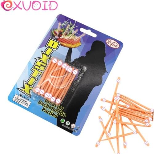 EXVOID 20pcs Penis Toothpick Trick Hens Party Bachelorette Party Decoration Bridal Shower Sex Shop Forks Dessert Supplies