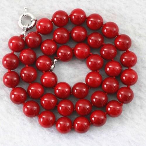 Hot sale artificial red coral semi-precious stone round beads 10mm fashion making jewelry necklace 18inche B1015