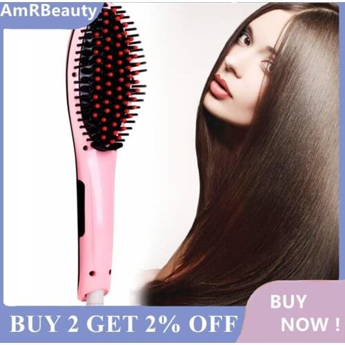 Hair Comb Electric Hair Straightening Ceramic Brush Hair Straightener Comb Girls Ladies Wet & Dry Hair Care Styling Tools