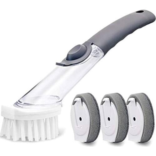 Dishes Sponge Brushs Cleaning Brush Set Automatically Add Liquid Creative Tablewares Wash Tool Set Durable Kitchen Long Handle