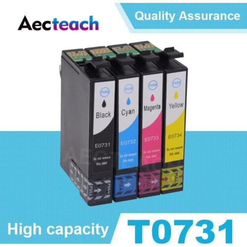Aecteach 73N T0731 Ink Cartridge for Epson CX5900 CX3905 TX100 TX110 T40W TX205 TX209 TX409 TX419 TX300F CX4900 Printer Inkjet