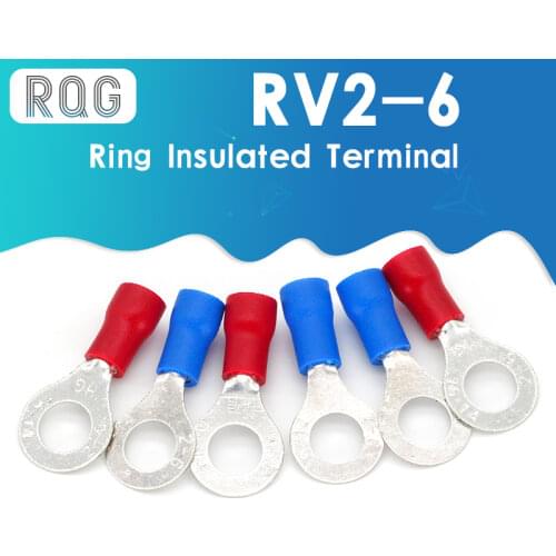 50PCS/100PCS RV2-6 Ring insulated terminal Cable Wire Connector Electrical Crimp Terminal