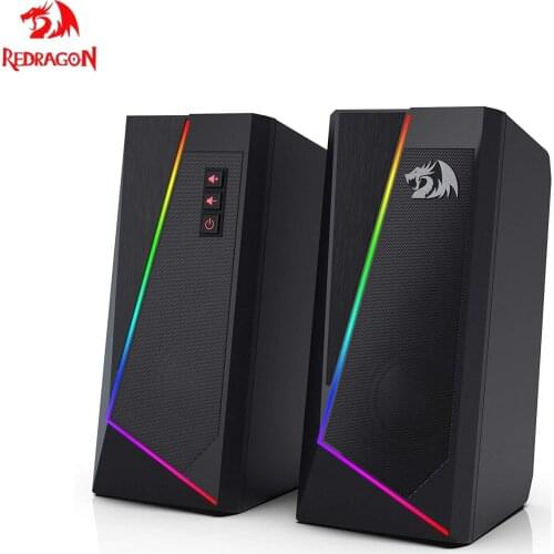 Redragon GS520 Anvil RGB Desktop Speakers, 2.0 Channel PC Computer Stereo Speaker With 6 Colorful LED Modes USB Powered w/ 3.5m