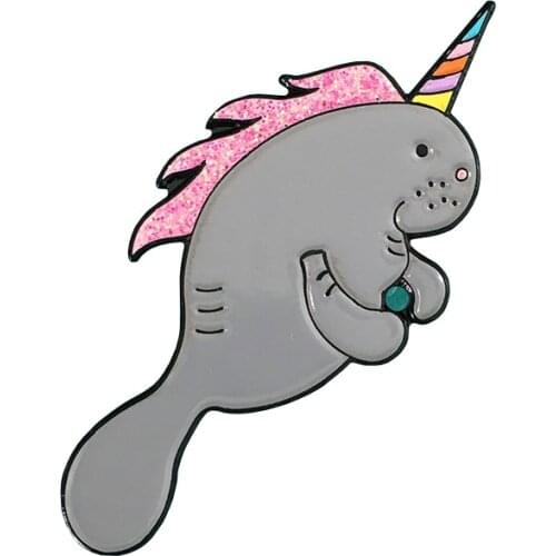 Manatee Unicorn Rainbow Strut Your Stuff GAY Pride Brooch Pins Enamel Metal Badges Lapel Pin Brooches Jackets Fashion Jewelry