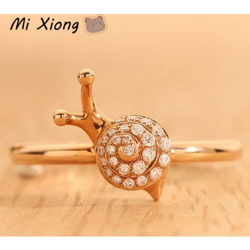 Mi Xiong s925 sterling silver gold-plated pet cute little snail diamond ring elegant and fresh charm fairy brand jewelry