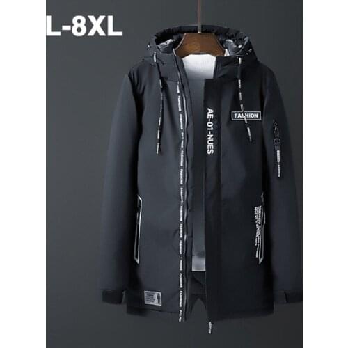 New Mens Thick Winter Coat Cotton Coat Cotton Clothing Plus Fertilizer XL Warm Winter Hooded Cotton Jacket 8XL Tide Fat
