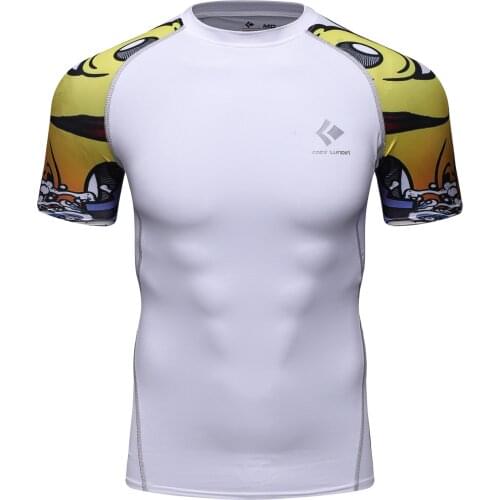 Hot Sale Compression Shirts Gym Fitness Sport Shirt Men Running Short Sleeve Tight Bodybuilding T-Shirts Rashguard