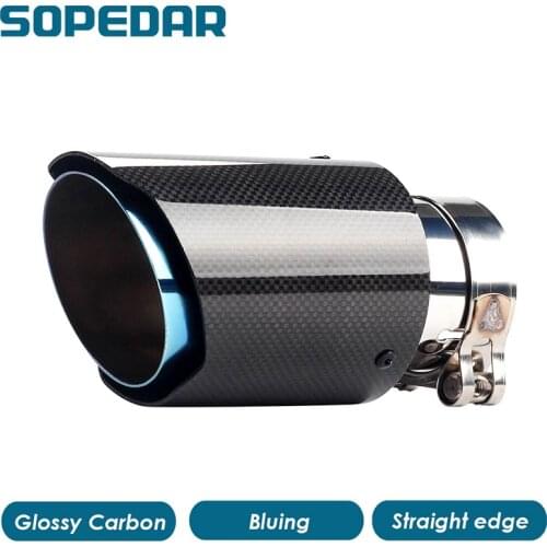 SOPEDAR Car styling Exhaust Tail Pipes Glossy Carbon Muffler Tip Tail Universal Stainless Steel Pipes Throaty End Tip For AK