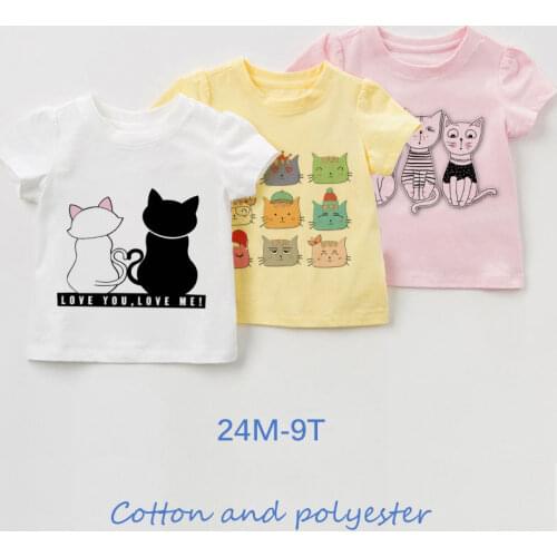 New T-Shirt Baby Girl 2021 Love You Cat Love Me Printed Summer Clothes Girls Crazy Passion T Shirt Spring Young Boy Girls Tops