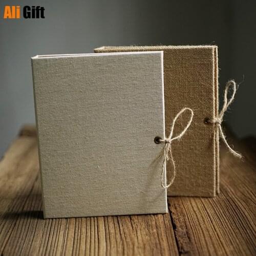 2021 New Linen Sackcloth DIY Notepad Loose Leaf Notebook Photo Album Cardboard Inner Page Simple DIY Hemp Bandage Handbook Album