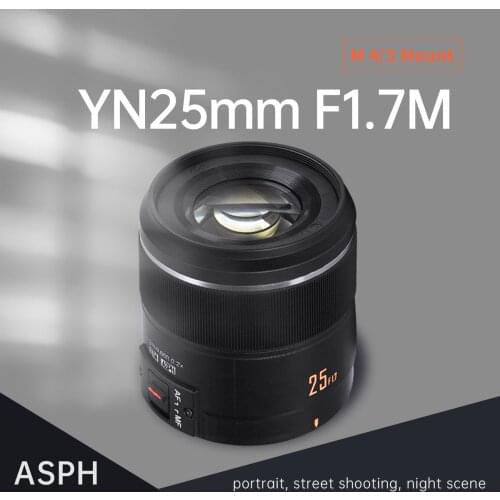 YONGNUO M4/3 Mount Camera Lens YN25mm F1.7M Large Aperture AF/MF Standard Prime Lens For Panasonic Olympus G95 GF9 GX9