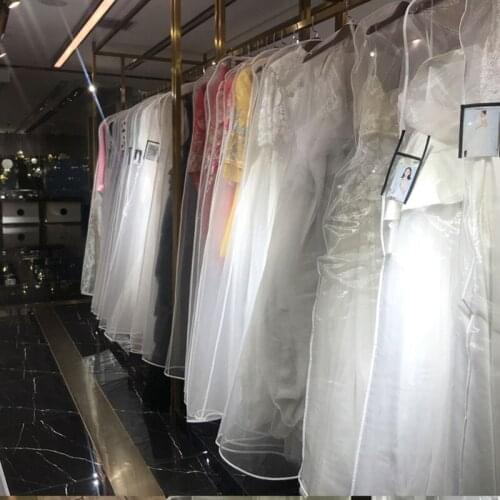 Display Dust Cover For Wedding Dress Dust proof Cover For Clothing With Transparent Shiny Yarn Long Hanging Garment Cover