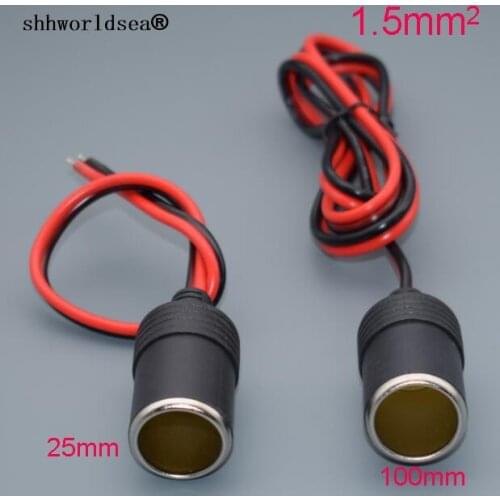 Shhworldsea 25mm 100mm 12v 24V 18A Max.360W Female Car Cigarette Lighter Charger cable Female Socket Plug Connector Adapter