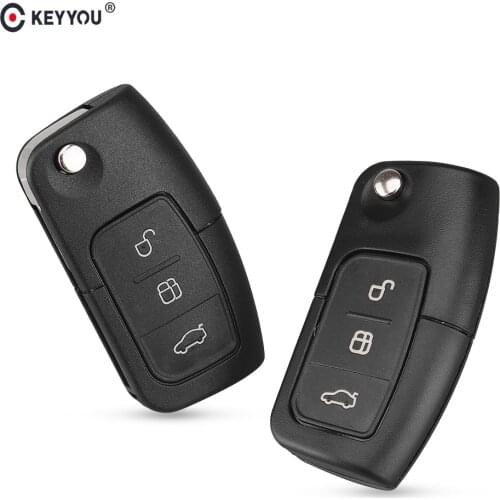 KEYYOU 433MHz 4D60 Chip 3 Button Flip Folding Remote Control car Key for Ford Focus 2 3 mondeo Fiesta key Fob Case HU101 Blade