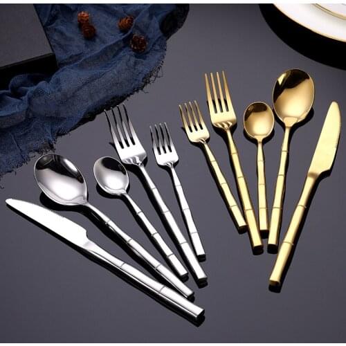 Dinnerware Spoon Table Forks Stainless Steel Non-slip Design Golden Cutlery Knife Fork Teaspoon Dishwasher Safe for Kitchen