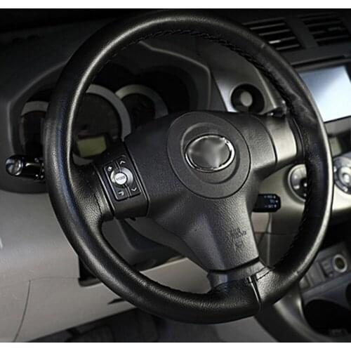 Universal DIY Car Auto Vehicles Super Fiber Leather Steering Wheel Cover Case With Needle And Thread Black