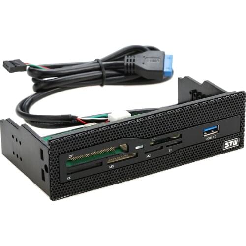 5.25" Internal Card Reader Media Multi-Function Dashboard PC Front Panel USB 3.0 Support CF XD MS M2 TF SD Card Reader Smart