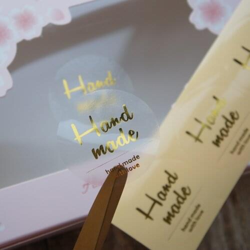 10 Sheets Gold Handmade PVC Transparent Sticker DIY Gift Packing Sealing Label Decoration Tag Party Decoration