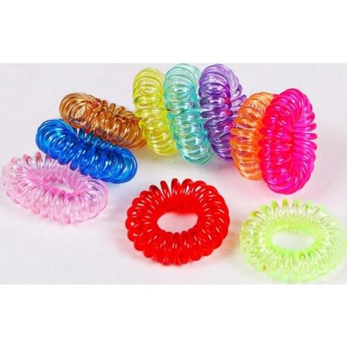 10Pcs Quality Elastic Telephone Wire Transparent Elastic Hairband Plastic Rope Black/Colour New