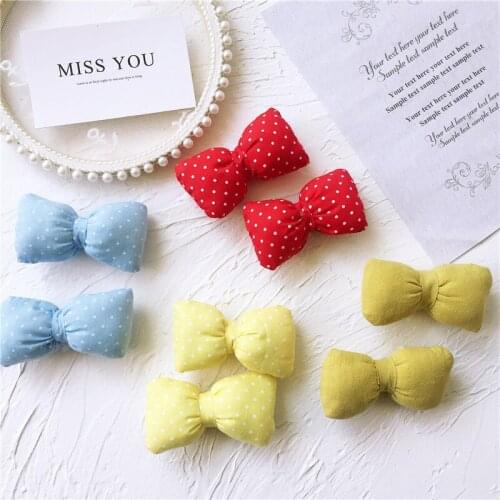10pcs/lot 7*4cm DIY Handmade Pp cotton bow Padded Patches Appliques For Clothes DIY girls Hair Decoration