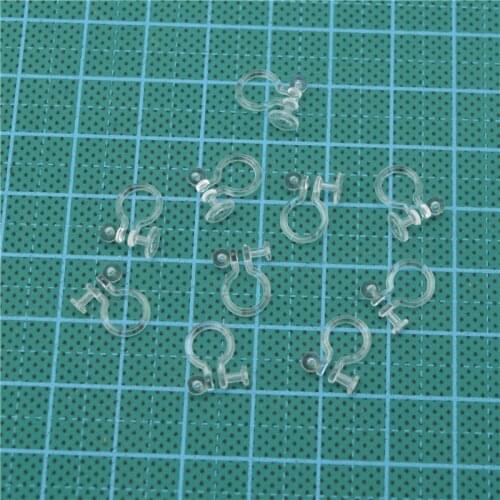 100pcs No Pierced Plastic Transparent Ear Clip Painless Ear Strap with Flat Tray DIY Earring Finding