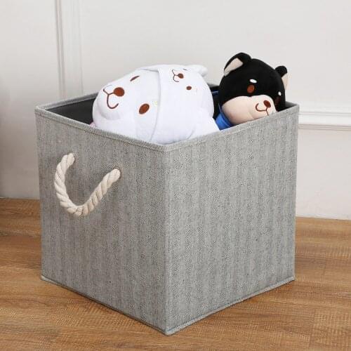 36L Gray Storage Organizer Basket Home Toy Clothes Laundry Standup Bag Box with Cotton Rope Closet Box