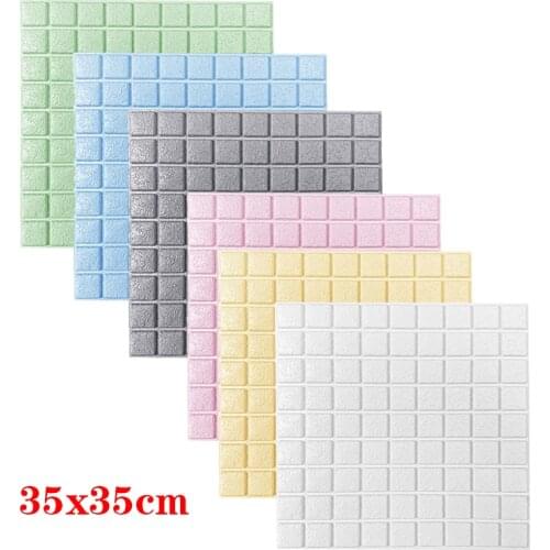 3D Wall Stickers 35*35*8 Mm Imitation Brick Waterproof Self-Adhesive Square Wallpaper For Bedroom Tv Backdrop Home Decoration