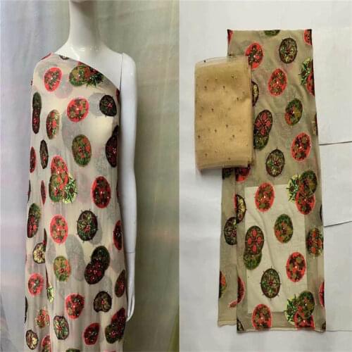 5+2 Yards/set African soft silk fabric for garment neat embroidery on the material with swiss voile lace tissu! LXFN11101