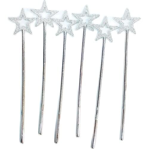 6X LONG 14 INCH Wand Star Shape Princess Girls Birthday Party Favors Girl TOY Gift Dresdup Pretent MakeUp Dressing Carnival