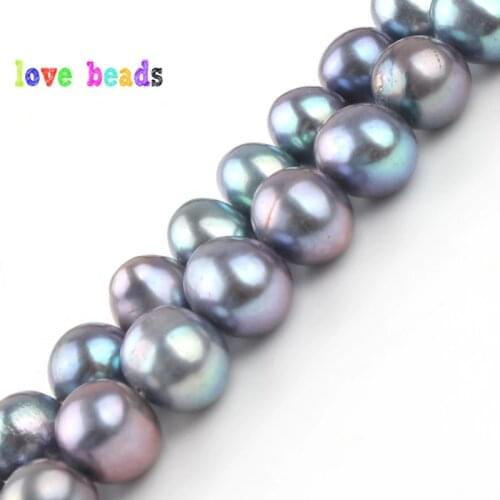 AA Natural Freshwater Pearl Beads Gray with Multicolor 7-8mm Freeform Round Pearls for Jewelry Making DIY Bracelet Strand